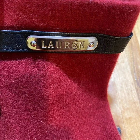 Lauren Ralph Lauren Red Wool Blend Gloves Women’s Size S/M Leather Trim - Picture 2 of 6